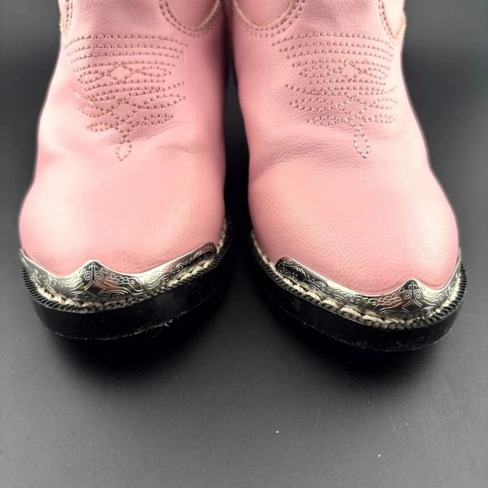 Durango BT758 Western Boots Kids US 5.5D Pink Embroidered Rubber Sole Bootie
